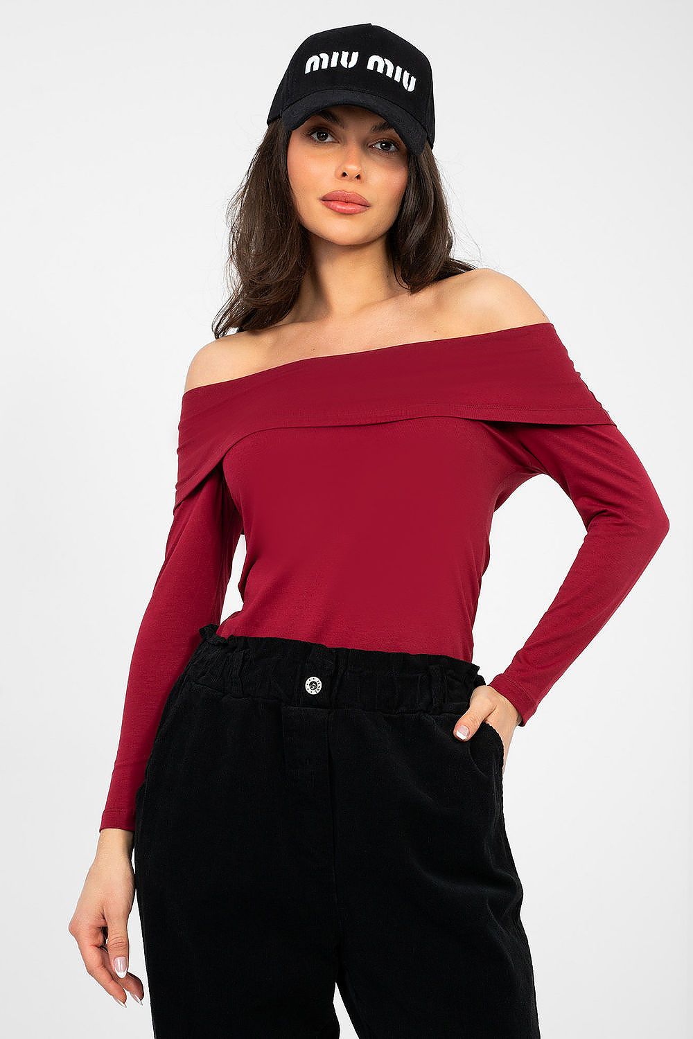 Damen Bluse Carmen-Ausschnitt Baumwolle - Stylische Langarm Bluse