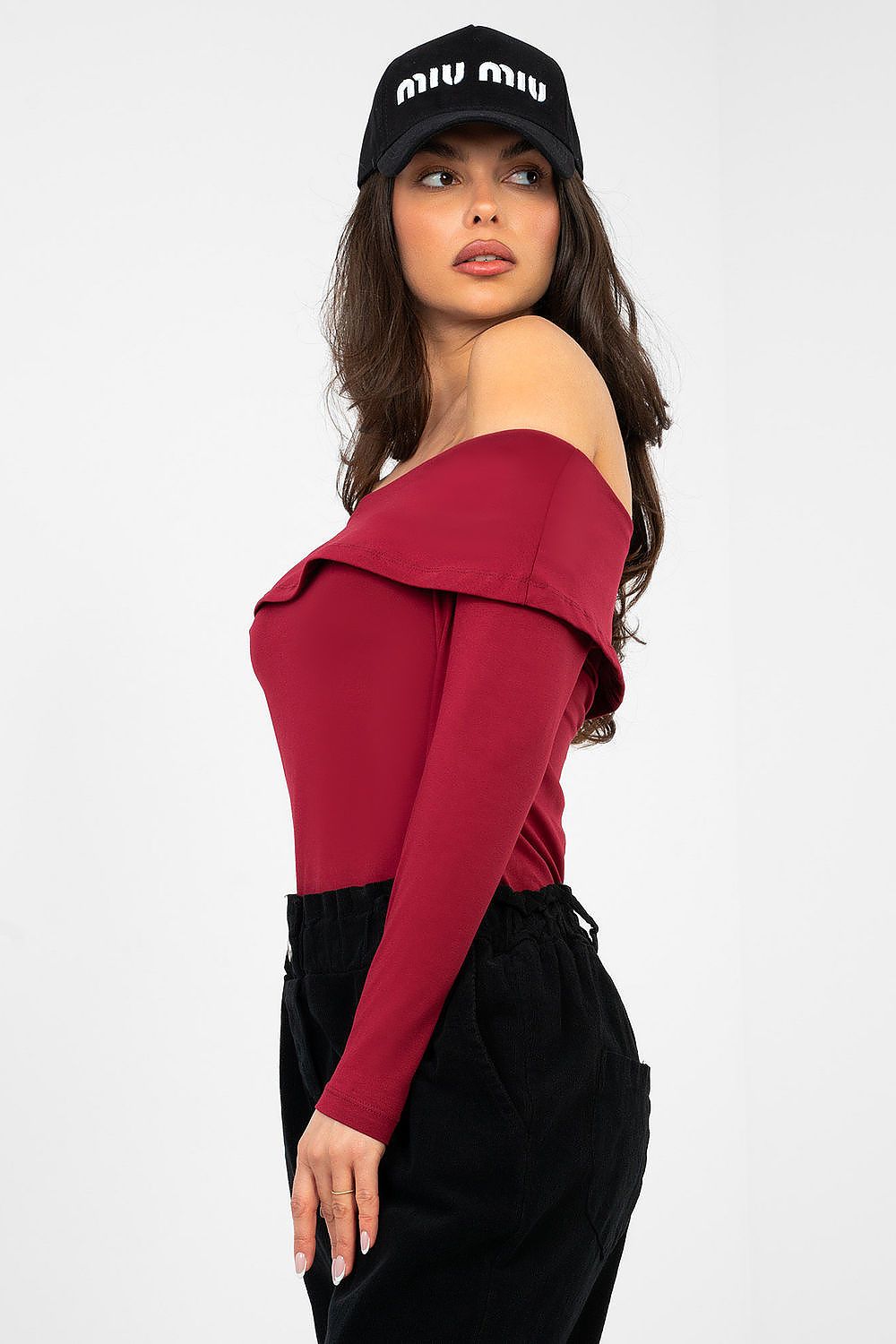 Damen Bluse Carmen-Ausschnitt Baumwolle - Stylische Langarm Bluse