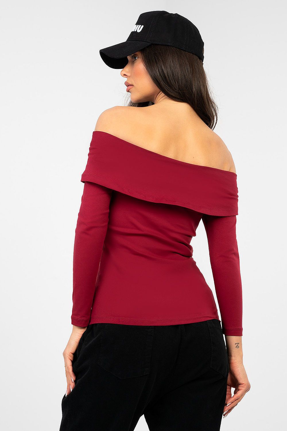 Damen Bluse Carmen-Ausschnitt Baumwolle - Stylische Langarm Bluse