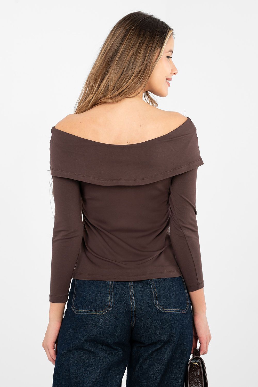 Damen Bluse Carmen-Ausschnitt Baumwolle - Stylische Langarm Bluse