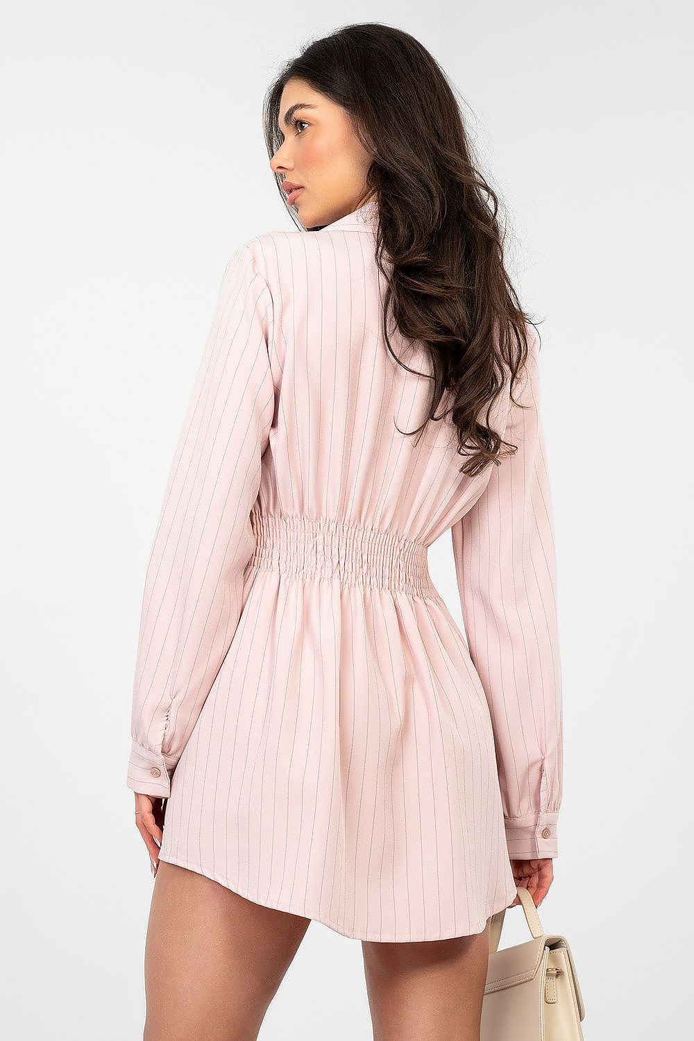 Damen Hemdkleid Gestreift Langarm - Elegantes Minikleid mit Knöpfen