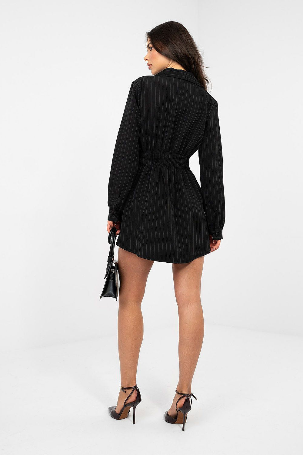 Damen Hemdkleid Gestreift Langarm - Elegantes Minikleid mit Knöpfen