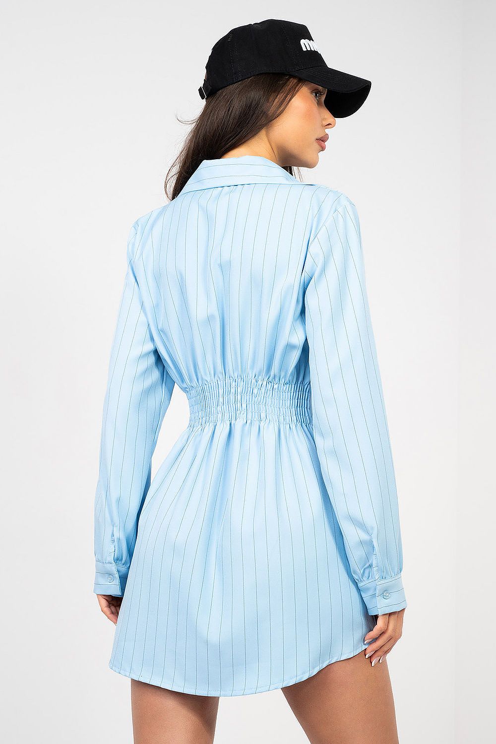 Damen Hemdkleid Gestreift Langarm - Elegantes Minikleid mit Knöpfen
