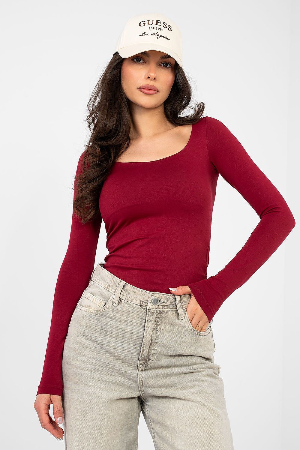 Langarm Shirt Damen Eckiger Ausschnitt – 4 Farben S/M & L/XL