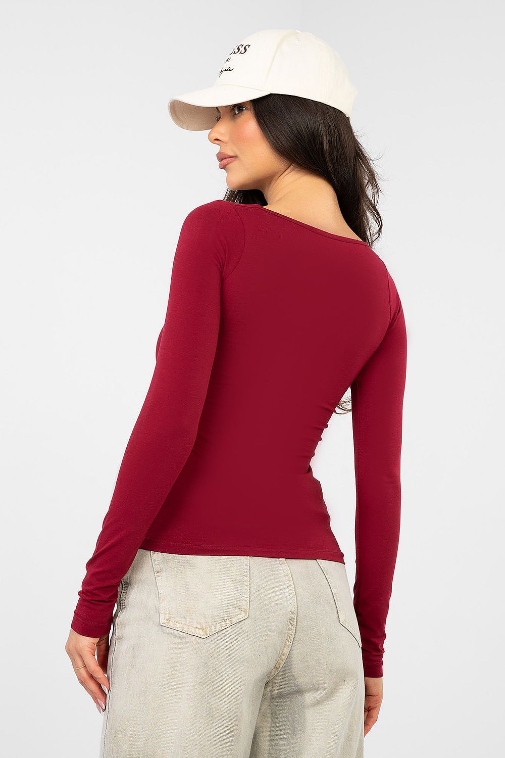 Langarm Shirt Damen Eckiger Ausschnitt – 4 Farben S/M & L/XL