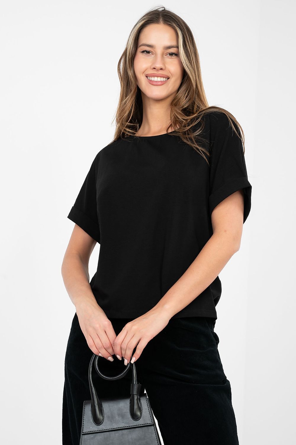Oversize Shirt Damen Baumwolle - Basic Kurzarm Top Casual