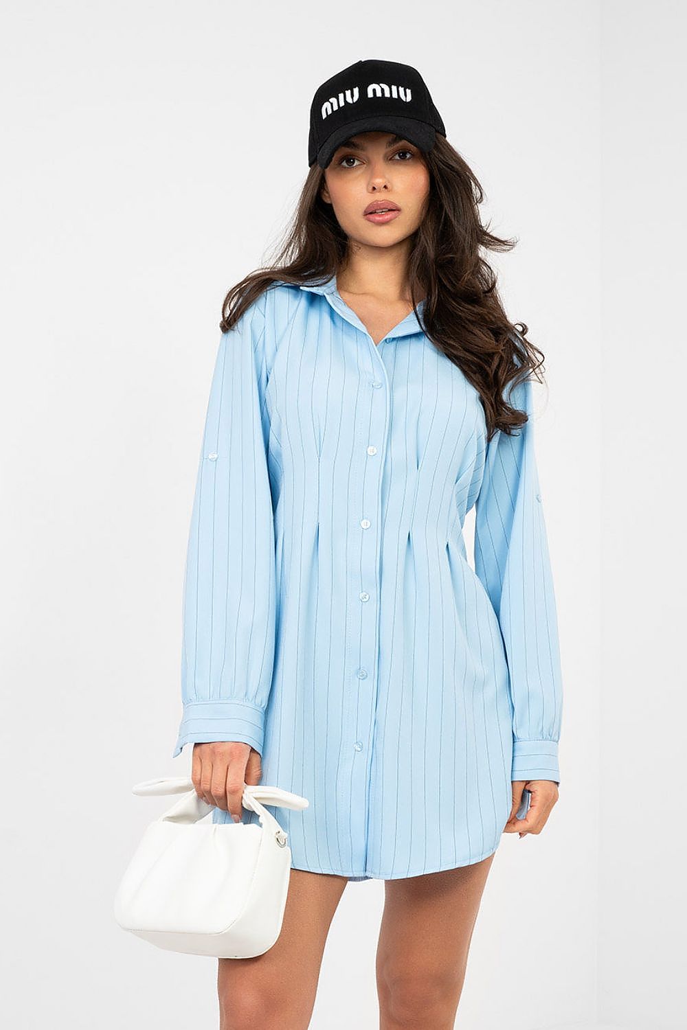 Damen Hemdkleid Gestreift Langarm - Elegantes Minikleid mit Knöpfen