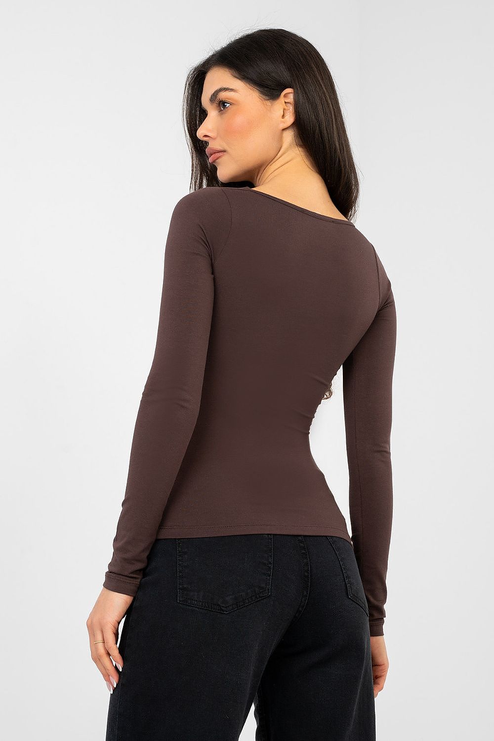 Langarm Shirt Damen Eckiger Ausschnitt – 4 Farben S/M & L/XL