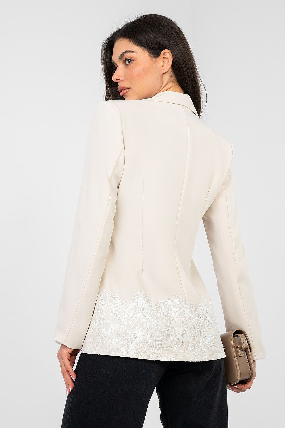 Eleganter Damenblazer mit Schulterpolstern & Spitzenverzierung