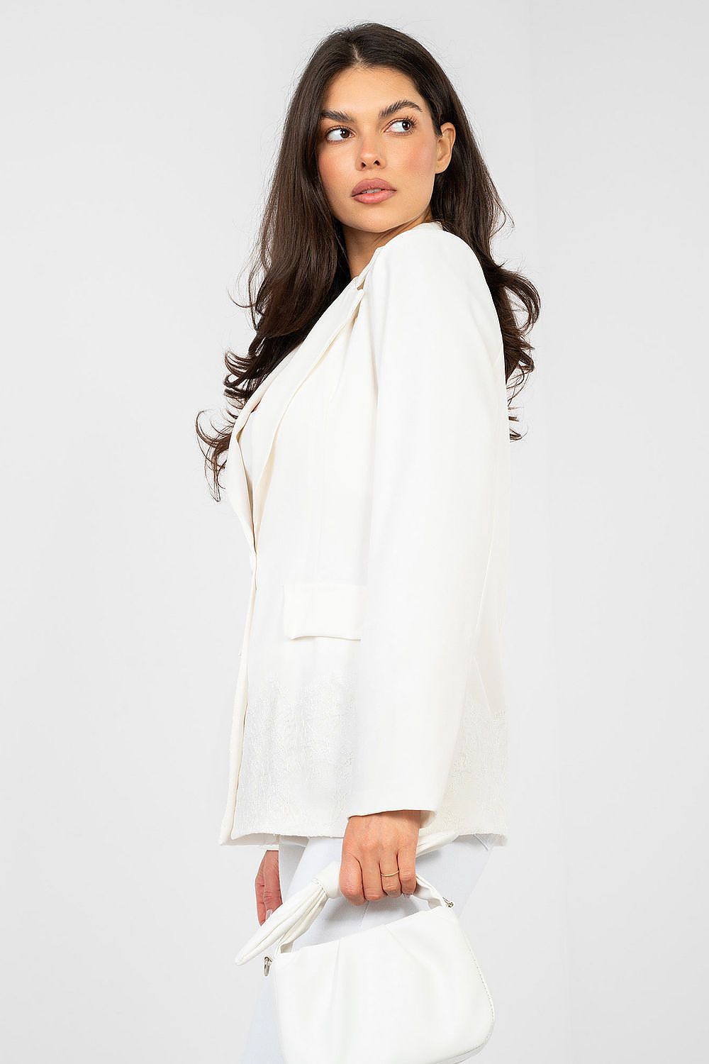 Eleganter Damenblazer mit Schulterpolstern & Spitzenverzierung
