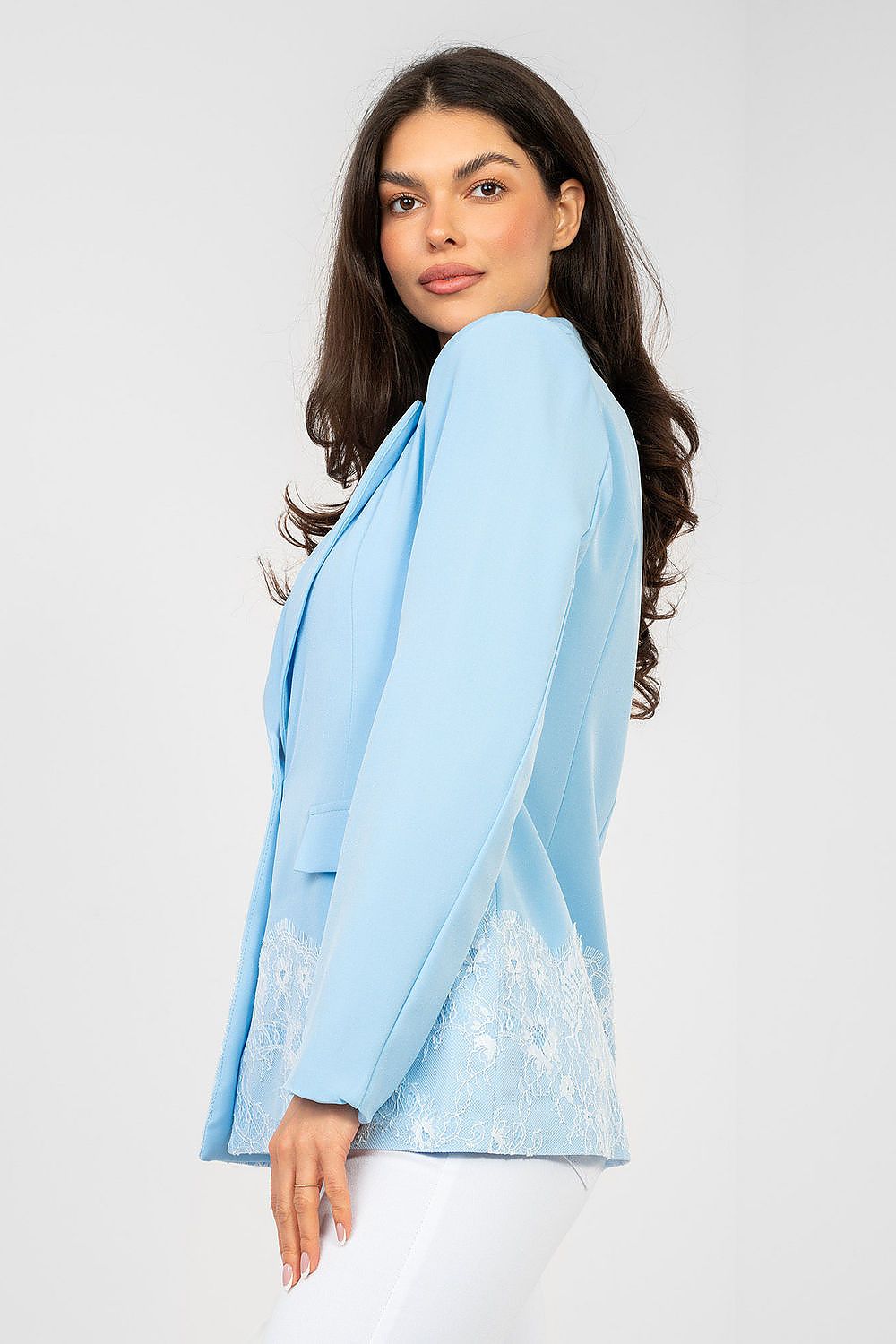 Eleganter Damenblazer mit Schulterpolstern & Spitzenverzierung
