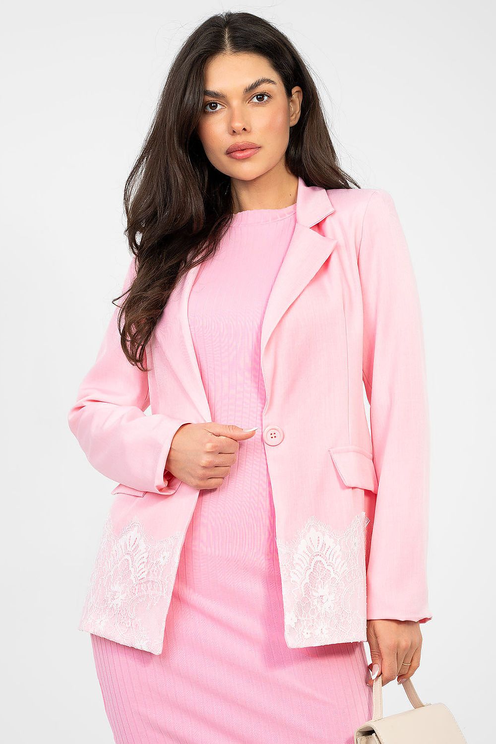Eleganter Damenblazer mit Schulterpolstern & Spitzenverzierung