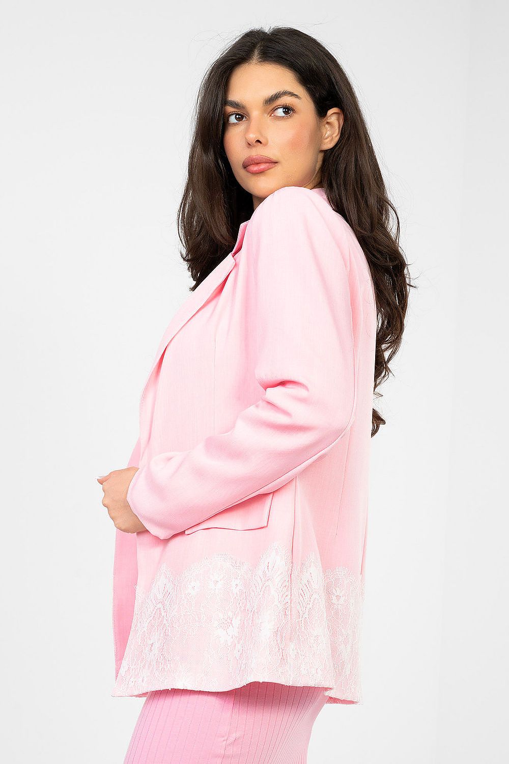 Eleganter Damenblazer mit Schulterpolstern & Spitzenverzierung