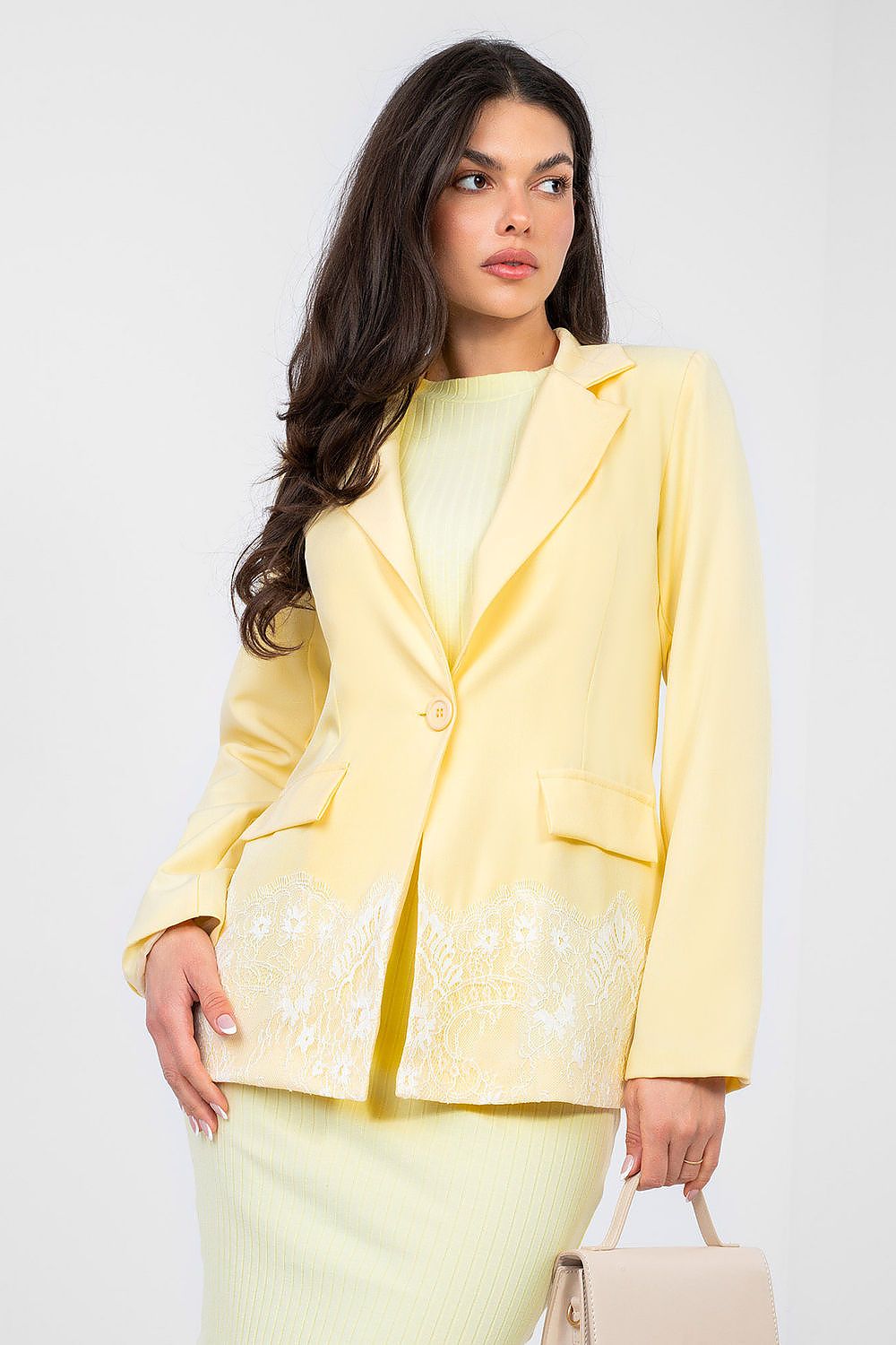 Eleganter Damenblazer mit Schulterpolstern & Spitzenverzierung