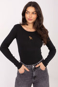 Klassisches Damen Longsleeve mit Stickerei aus Baumwolle