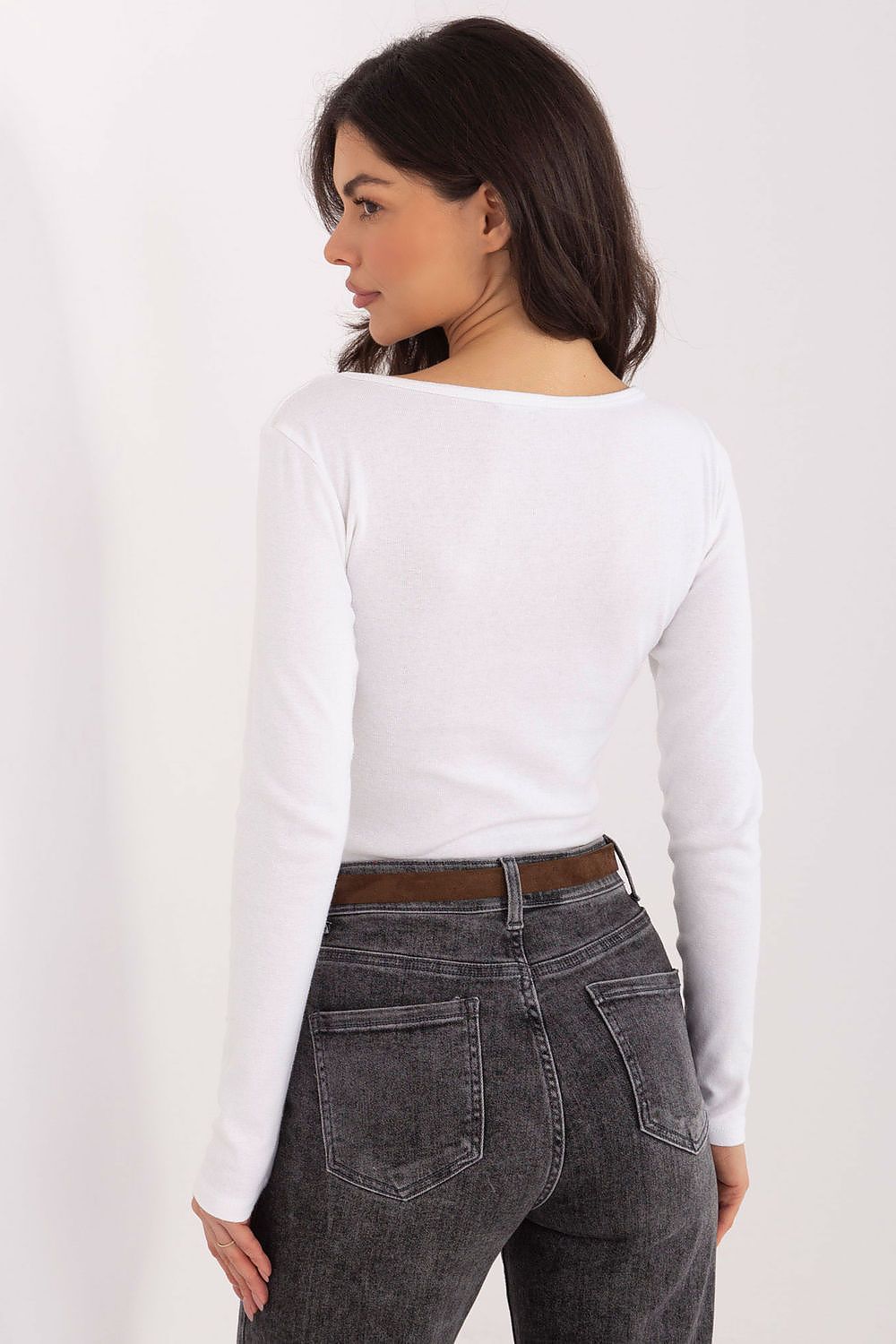 Klassisches Damen Longsleeve mit Stickerei aus Baumwolle