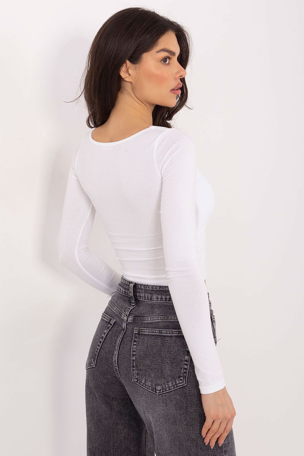 Damen Langarmshirt Quadratischer Ausschnitt - Kurzes Shirt Baumwolle