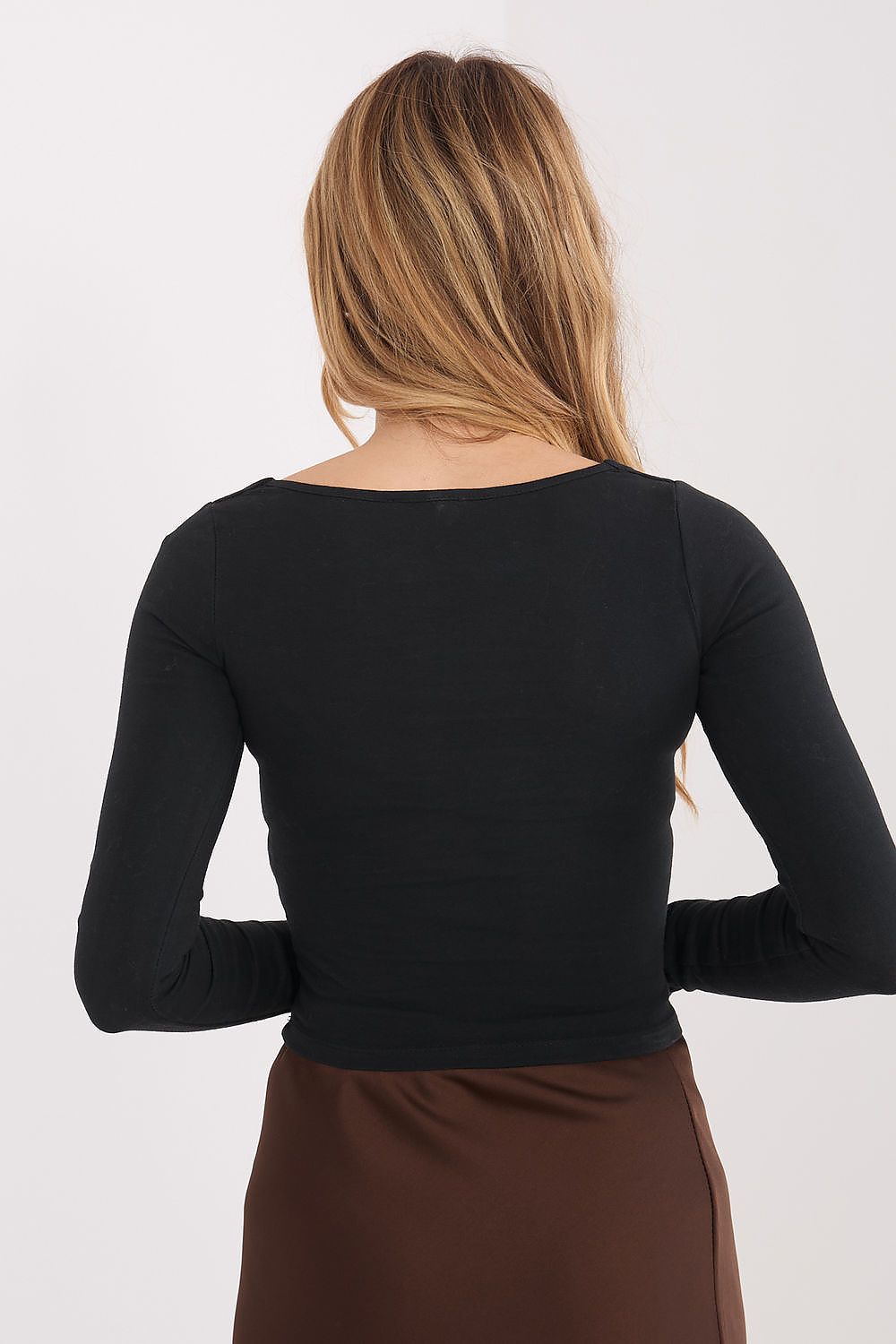Damen Langarmshirt Quadratischer Ausschnitt - Kurzes Shirt Baumwolle