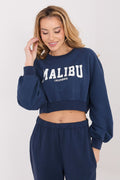 Kurzes Damen Sweatshirt mit Aufschriften – Trendy Crop Style