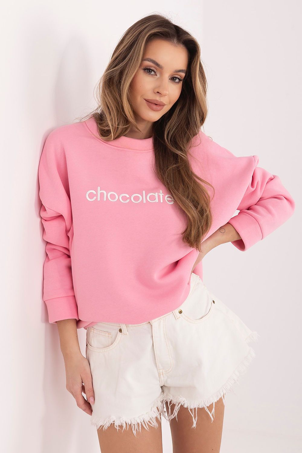 Stickerei Sweater Damen Baumwolle Langarm – 6 Farben Einheitsgröße