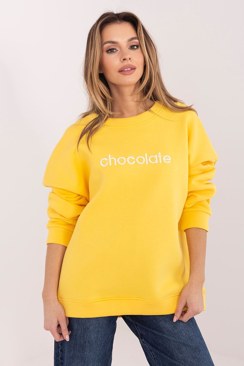 Stickerei Sweater Damen Baumwolle Langarm – 6 Farben Einheitsgröße