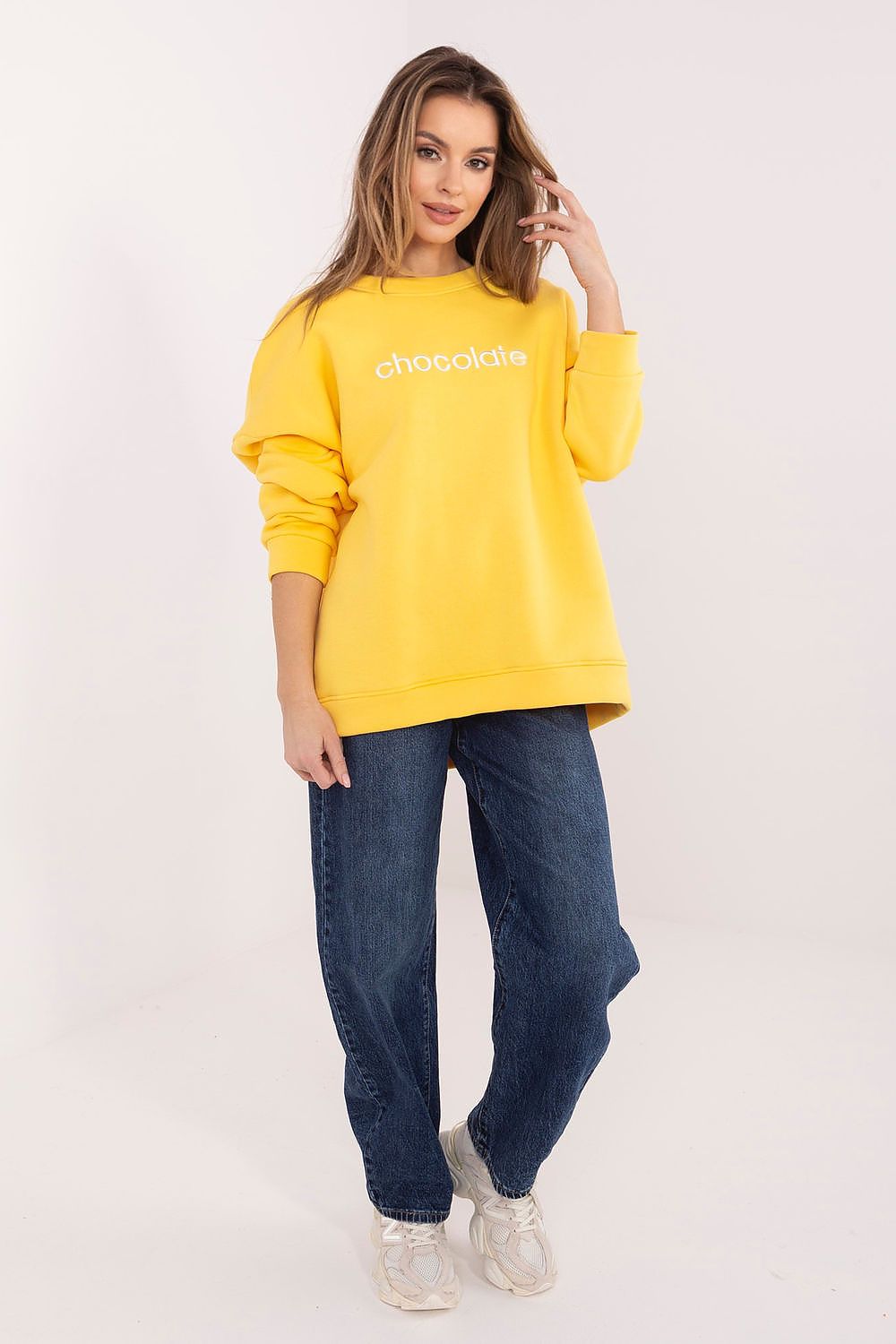 Stickerei Sweater Damen Baumwolle Langarm – 6 Farben Einheitsgröße