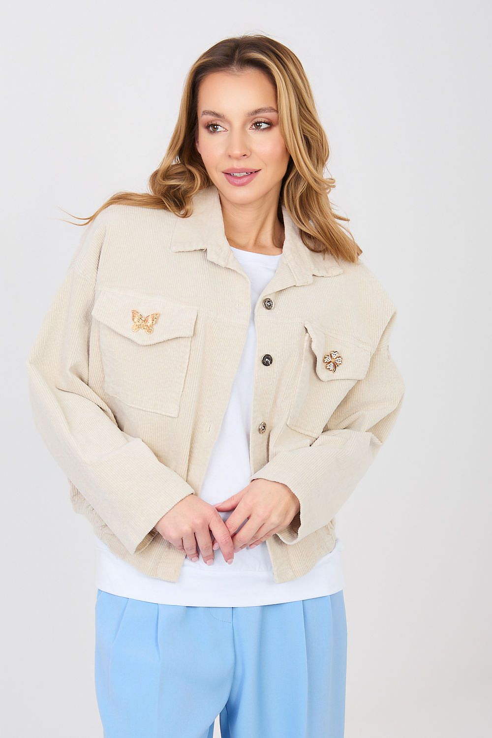 Cordjacke Damen Bomber Retro – 10 Farben Einheitsgröße