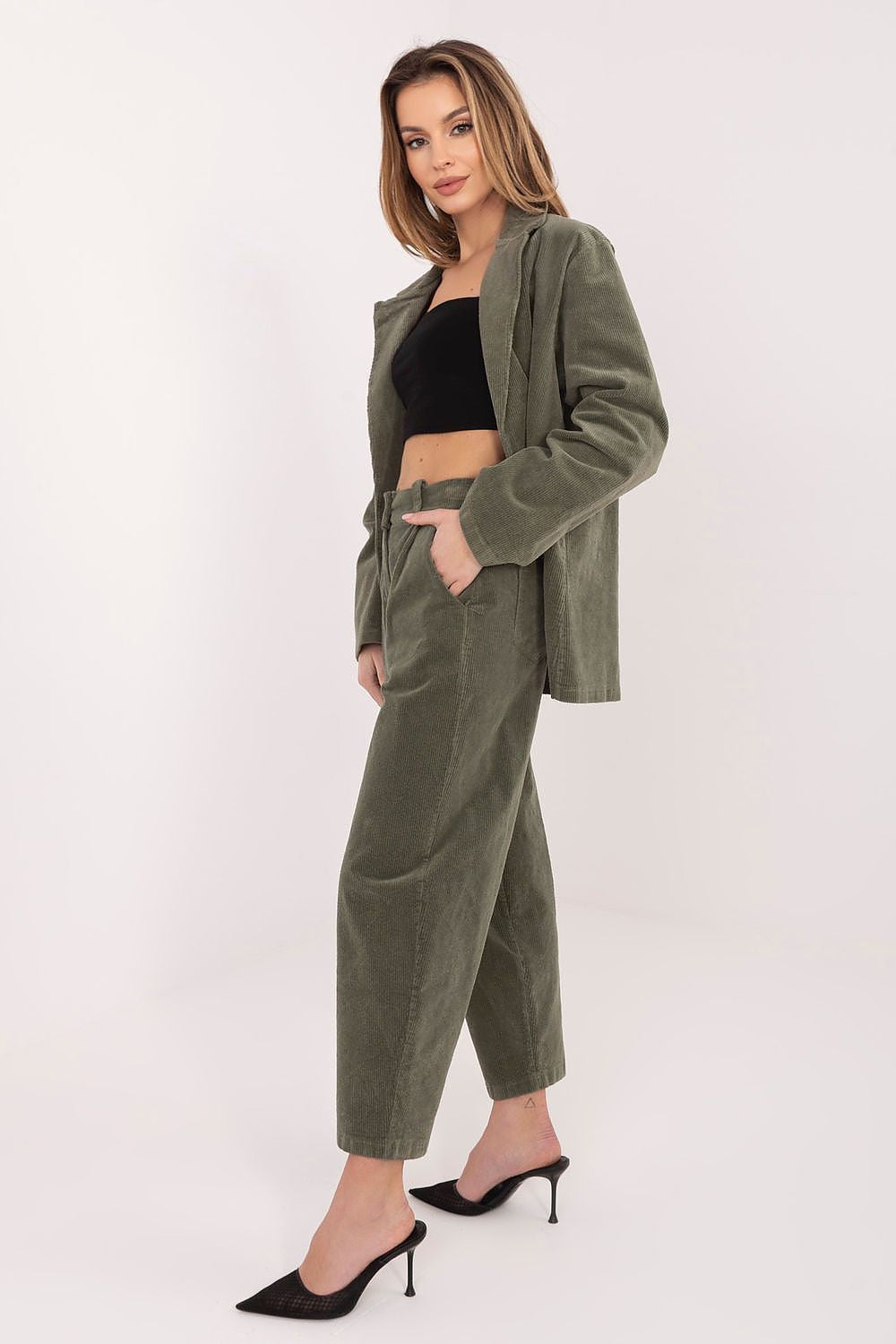Cordhose Damen Karotte Hohe Taille - Moderne Cord Hose Alltag