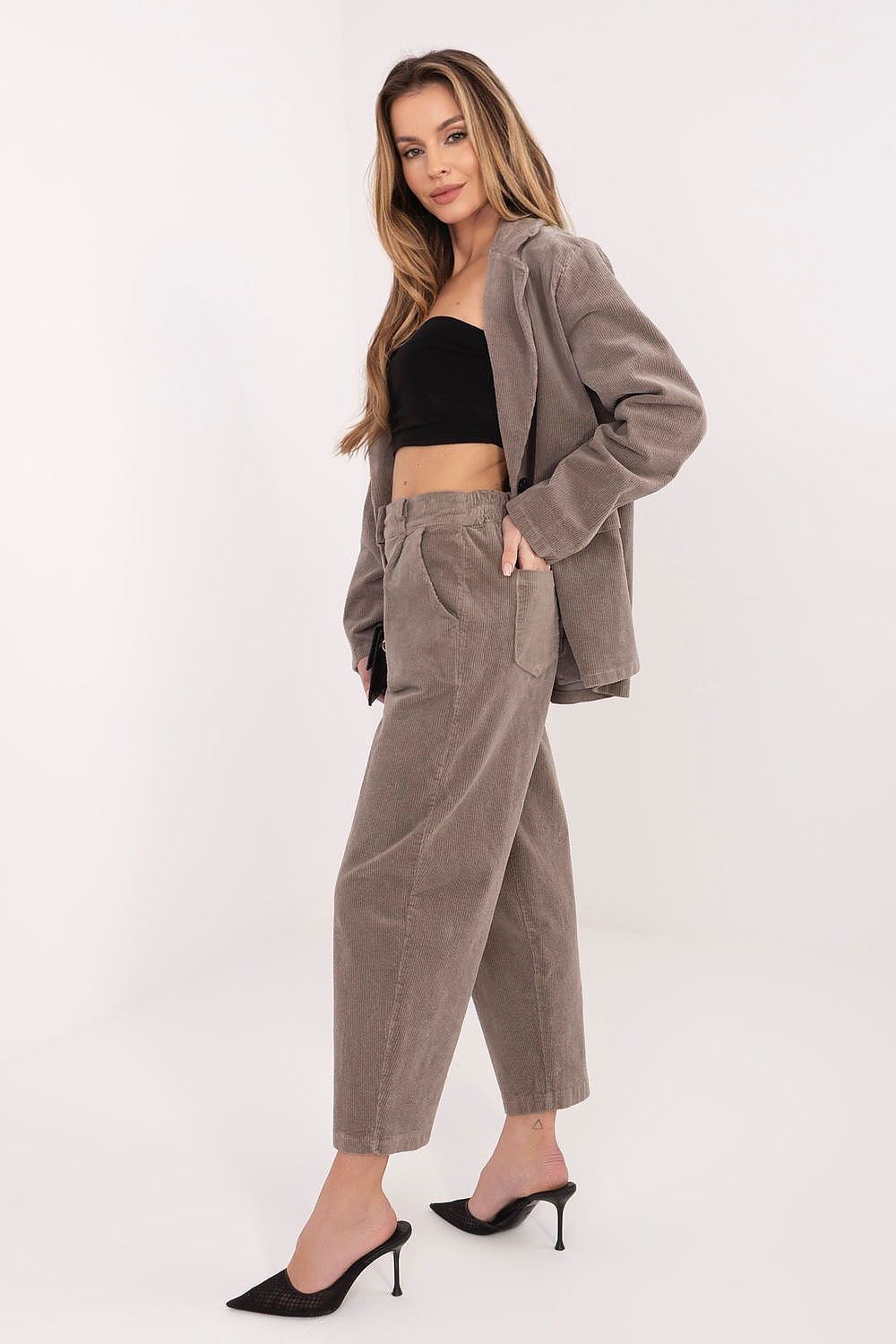 Cordhose Damen Karotte Hohe Taille - Moderne Cord Hose Alltag