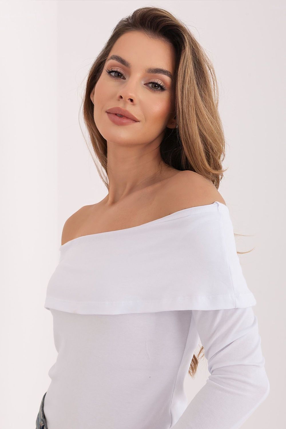 Damen Bluse Carmen-Ausschnitt Baumwolle - Stylische Langarm Bluse