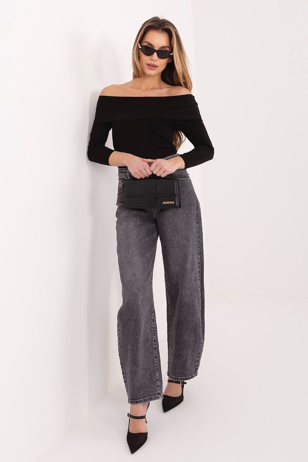 Damen Bluse Carmen-Ausschnitt Baumwolle - Stylische Langarm Bluse