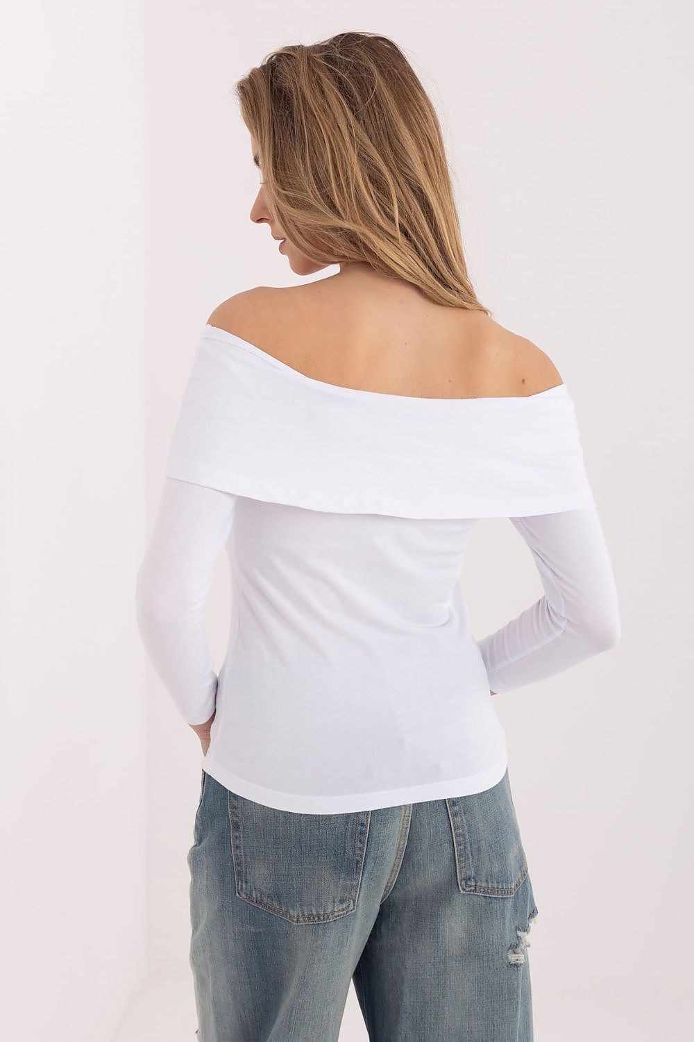 Damen Bluse Carmen-Ausschnitt Baumwolle - Stylische Langarm Bluse