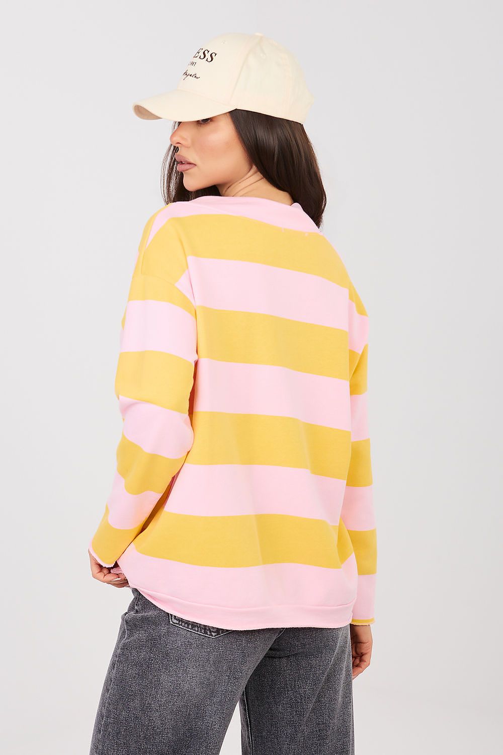 Damen Sweatshirt mit bunten Streifen & V-Ausschnitt – Lässig & Bequem