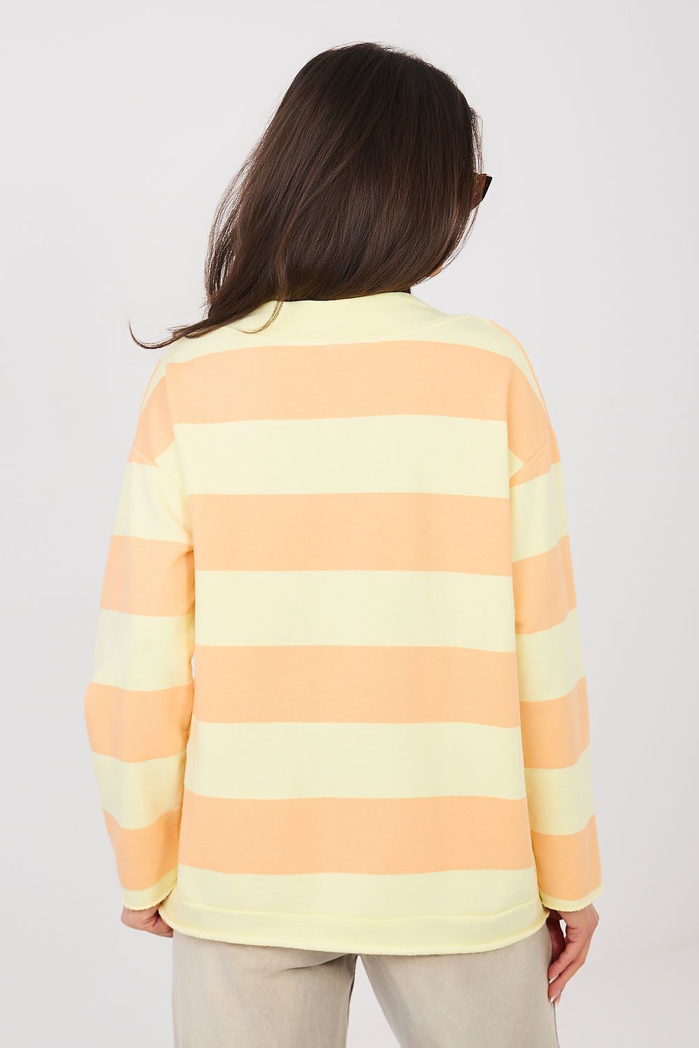 Damen Sweatshirt mit bunten Streifen & V-Ausschnitt – Lässig & Bequem