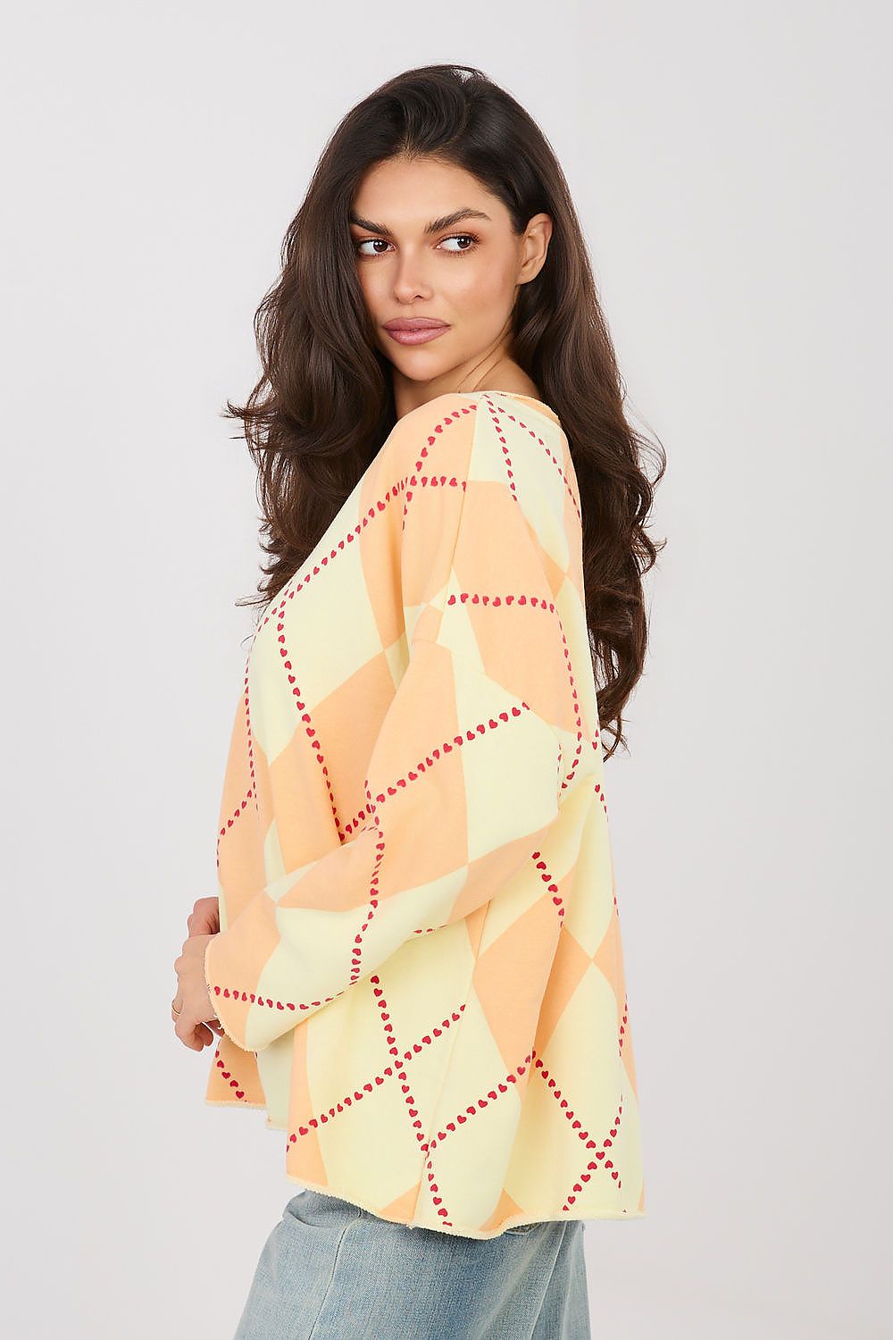 Oversize Pullover Damen mit geometrischem Muster – Lässig & Trendy