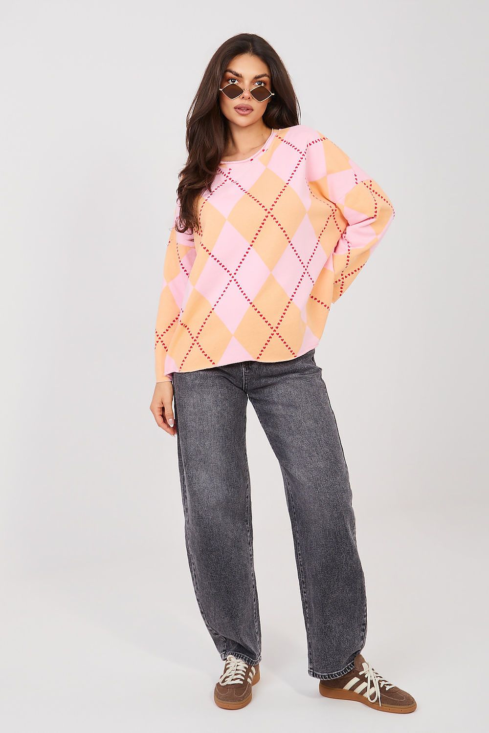 Oversize Pullover Damen mit geometrischem Muster – Lässig & Trendy