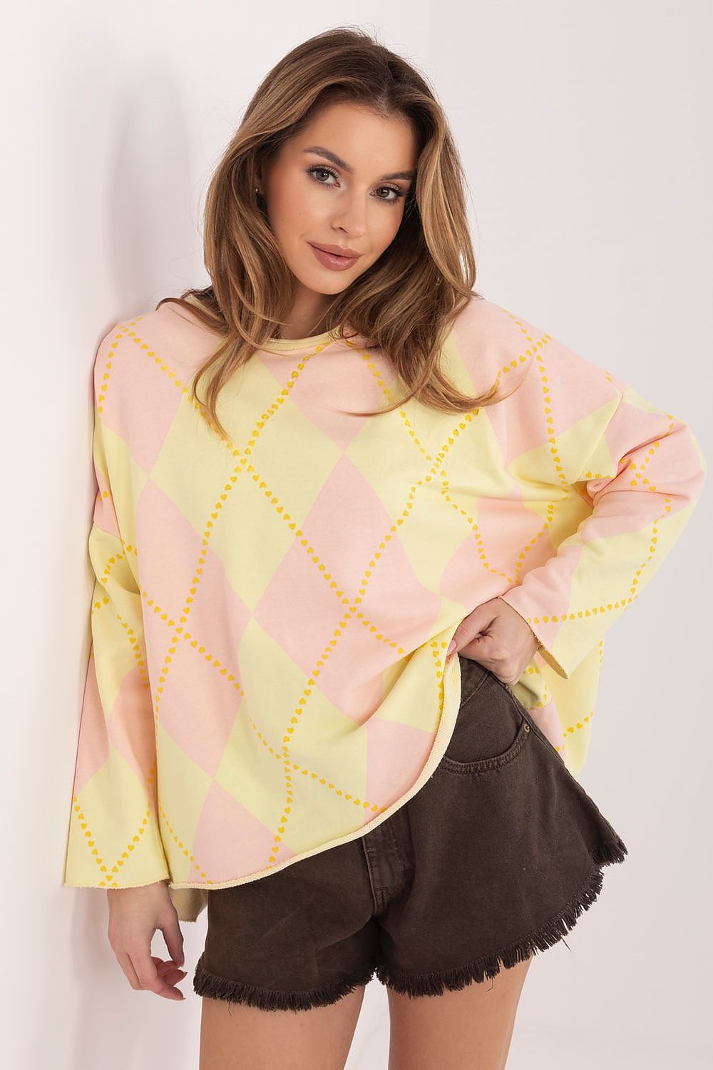 Oversize Pullover Damen mit geometrischem Muster – Lässig & Trendy