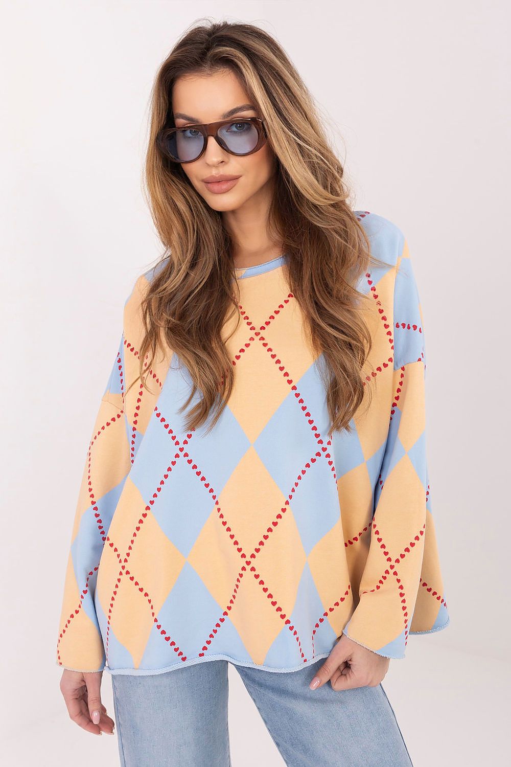 Oversize Pullover Damen mit geometrischem Muster – Lässig & Trendy