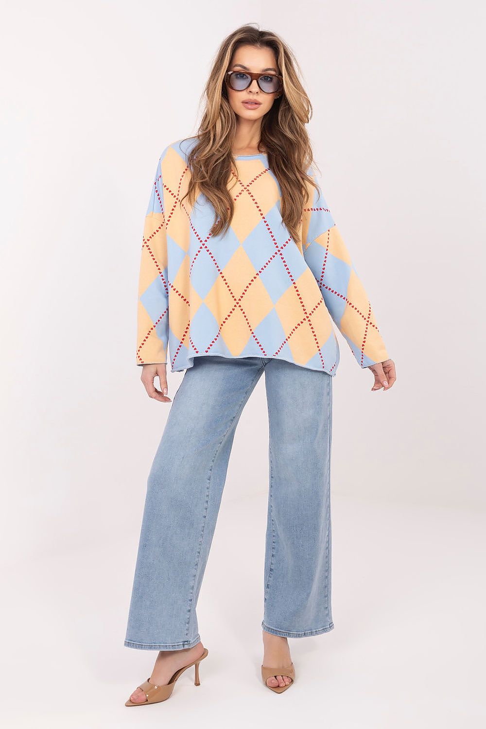 Oversize Pullover Damen mit geometrischem Muster – Lässig & Trendy