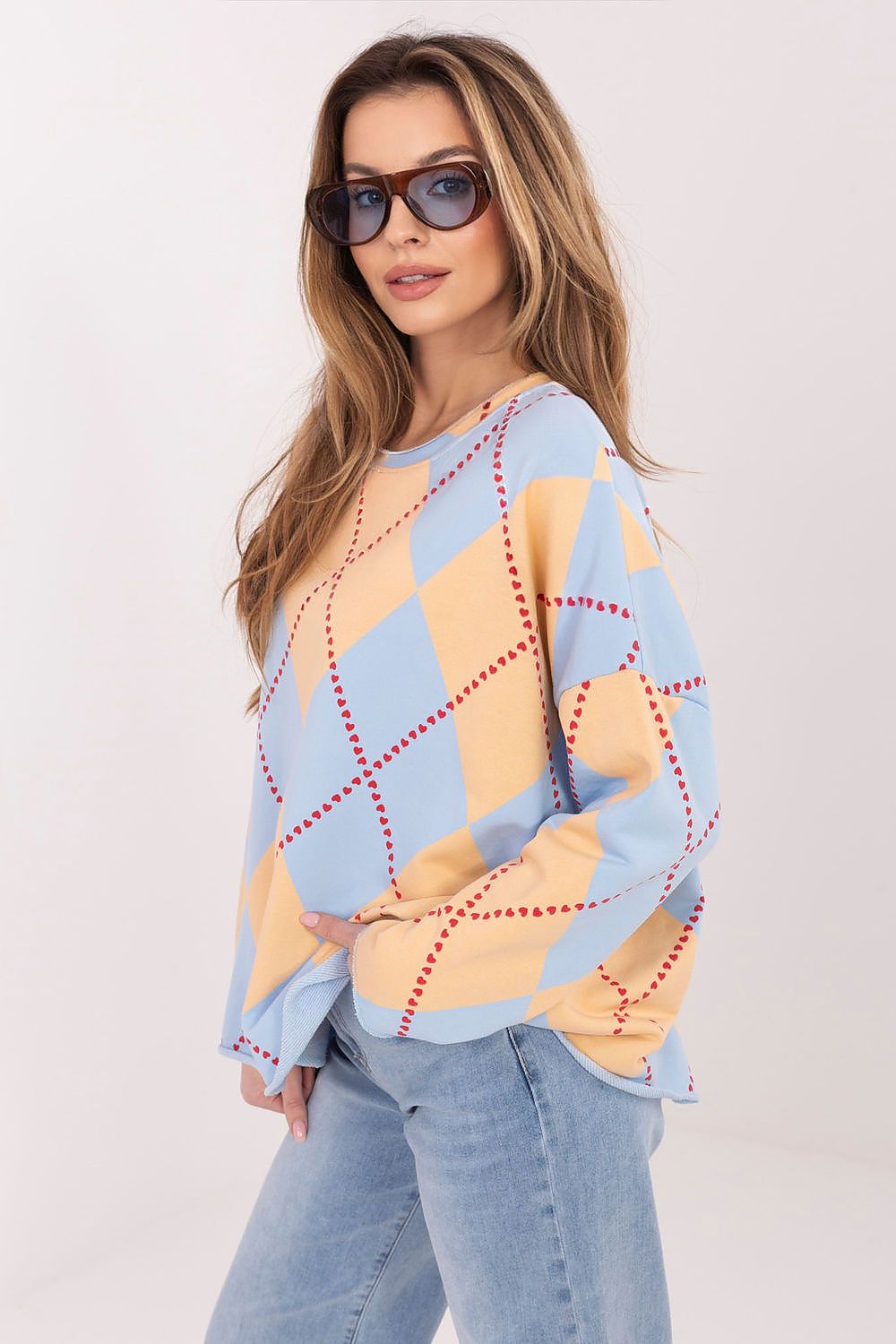 Oversize Pullover Damen mit geometrischem Muster – Lässig & Trendy