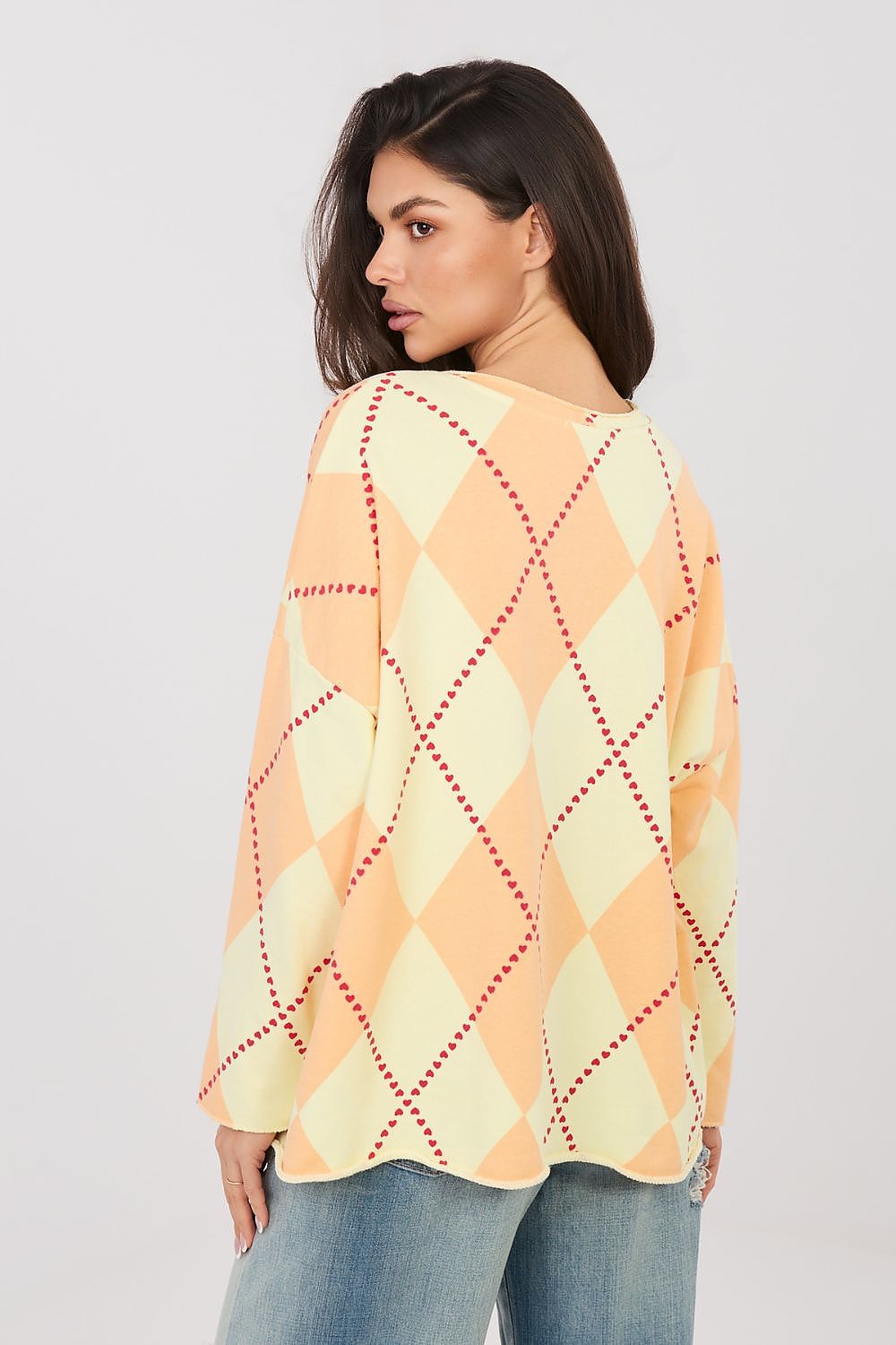Oversize Pullover Damen mit geometrischem Muster – Lässig & Trendy