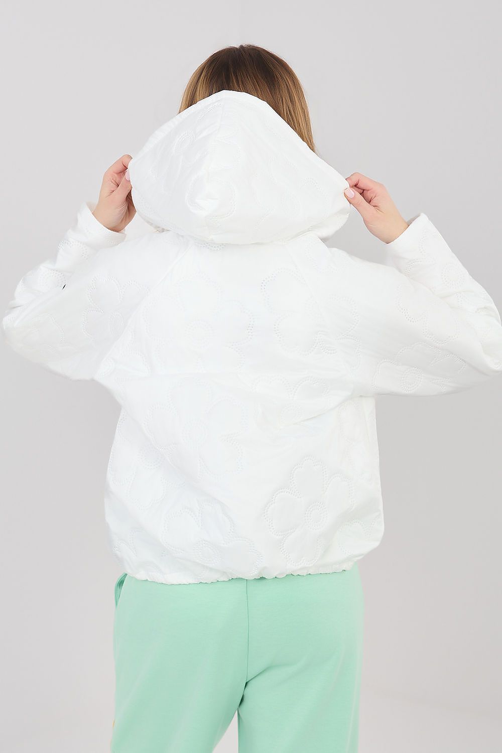 Gesteppte Jacke Damen Blumenmuster Kapuze – 8 Farben Übergang