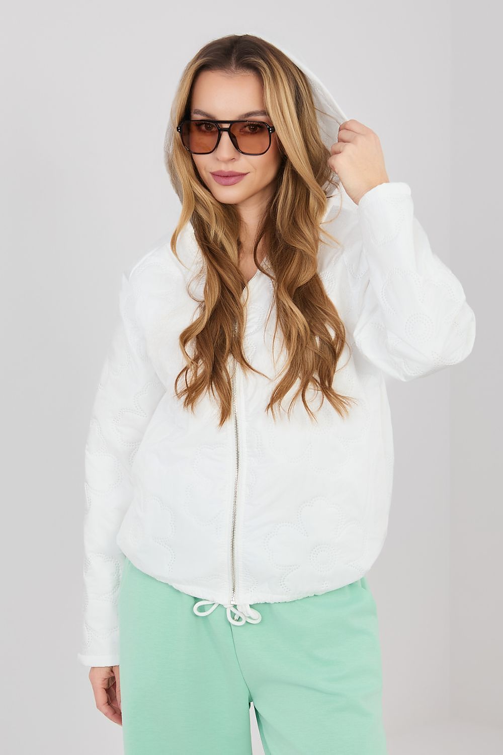 Gesteppte Jacke Damen Blumenmuster Kapuze – 8 Farben Übergang
