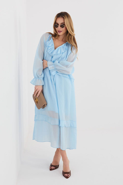 Boho-Sommerkleid Damen – Luftiges Midi-Kleid mit Puffärmeln
