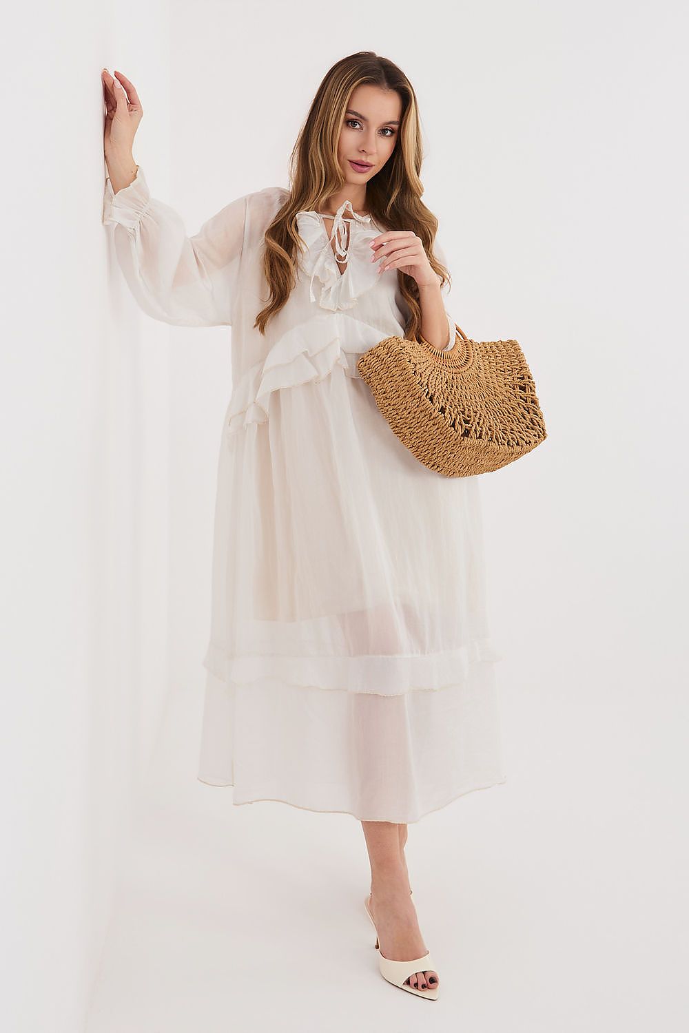 Boho-Sommerkleid Damen – Luftiges Midi-Kleid mit Puffärmeln