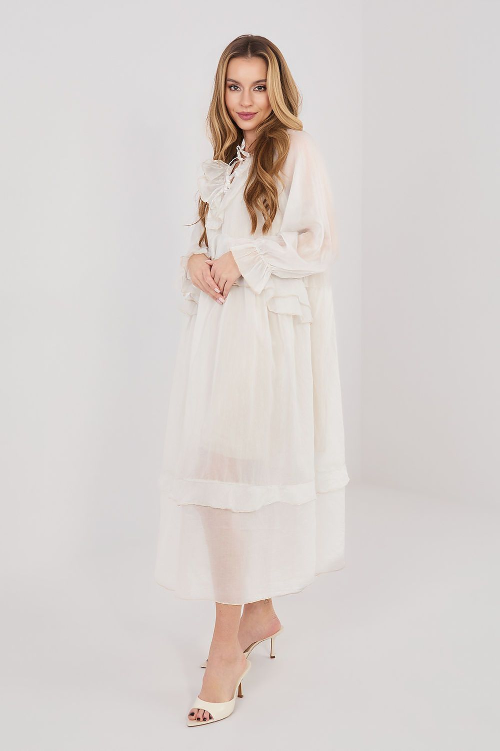 Boho-Sommerkleid Damen – Luftiges Midi-Kleid mit Puffärmeln