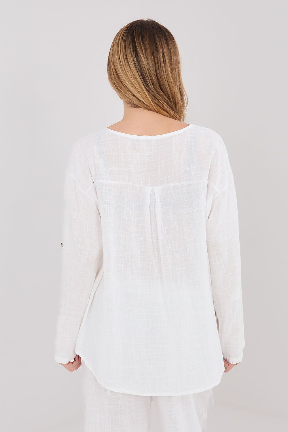 Damen Bluse – Klassisches Langarm-Shirt aus 100% Baumwolle