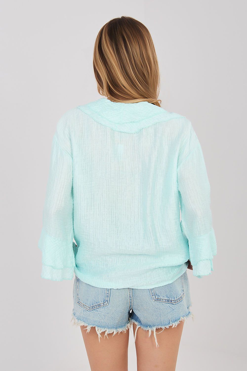 Boho-Bluse Damen – Romantische Langarmbluse mit Rüschen & Jabot