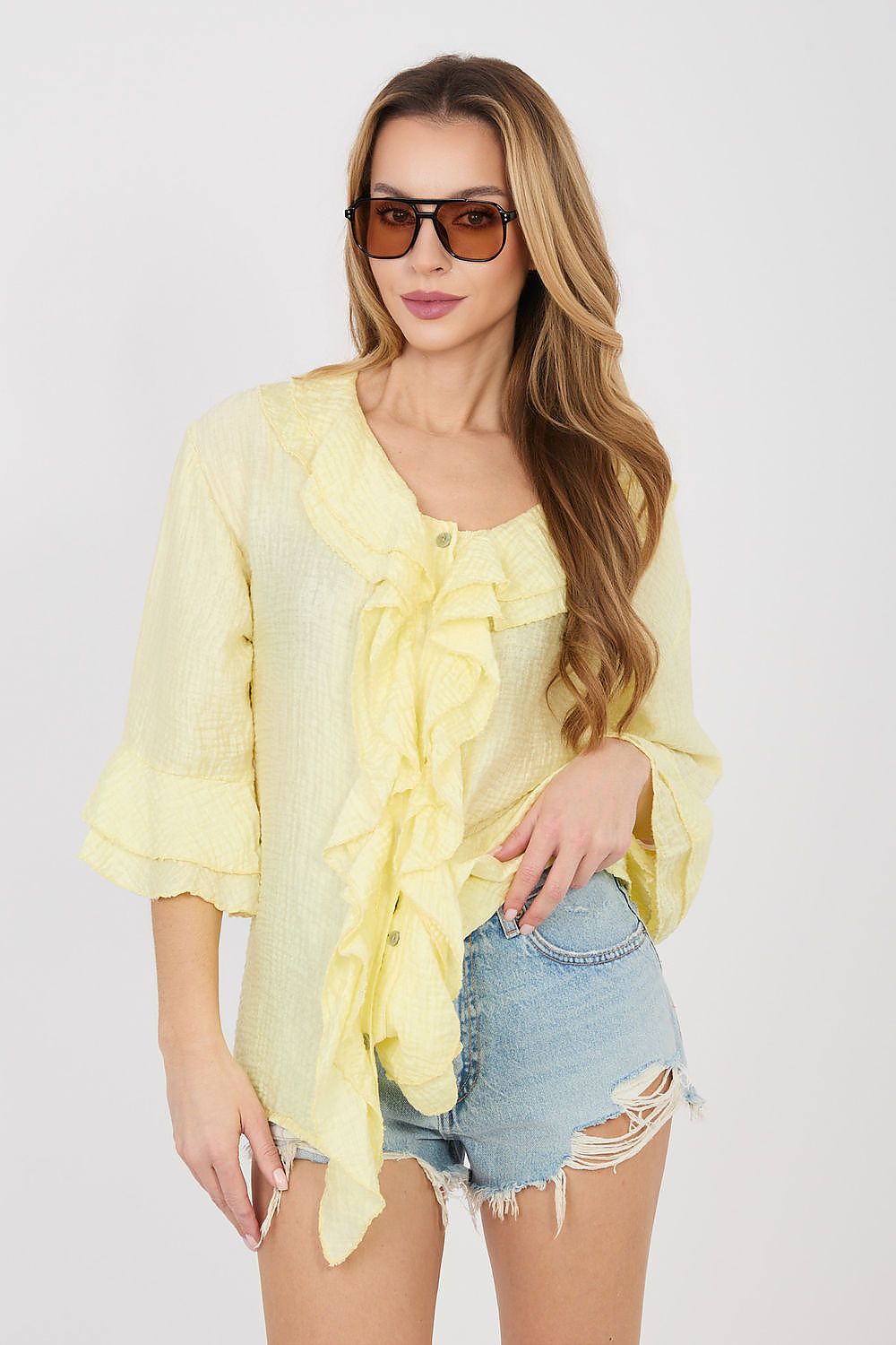 Boho-Bluse Damen – Romantische Langarmbluse mit Rüschen & Jabot