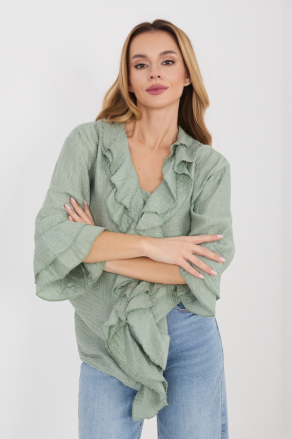 Boho-Bluse Damen – Romantische Langarmbluse mit Rüschen & Jabot